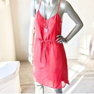 Madewell V Neck Silk Slip Dress Adjustable Spaghetti Straps Tie Waistband